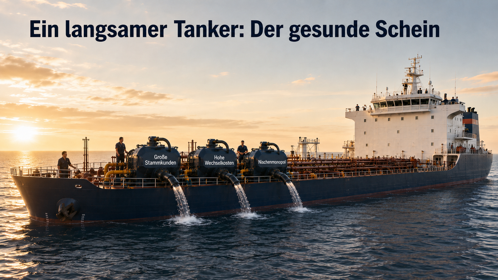 Tanker mit gesundem Schein über der Wasserlinie.